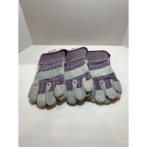 Hyper Tough Men’s Leather Palm Work Gloves Size Large Three Pairs